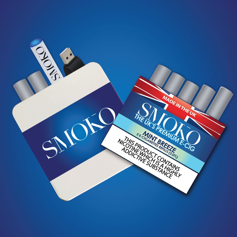 KOSTENLOS SMOKO E-Zigaretten-Starter-Kit-Angebot, wenn Sie eine Packung E-Zigaretten-Nachfüllpackungen kaufen
