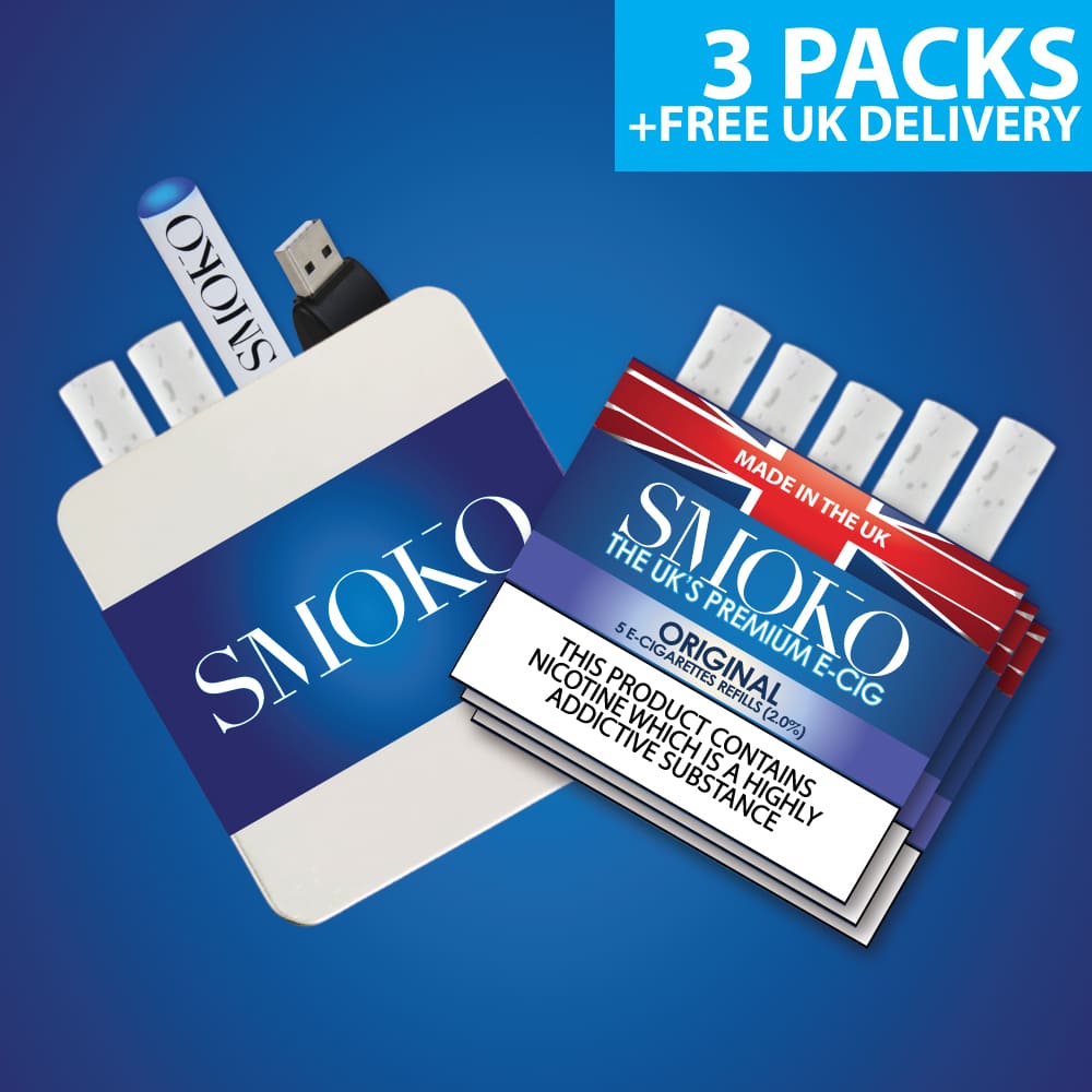 SMOKO E-Cigarette Starter Kit Deal - Cigalike Start Kit + 3 Packs Original 2.0% ECIG Refills + FREE UK Delivery