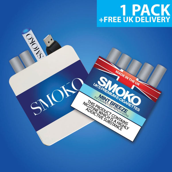 SMOKO E-Cigarette Starter Kit Deal - Cigalike Start Kit + 1 Pack Original 2.0% ECIG Refills  | Cigarrete alternative | Quit smoking with Vaping or E-cig | Free E-cigarrete & Vape Deals