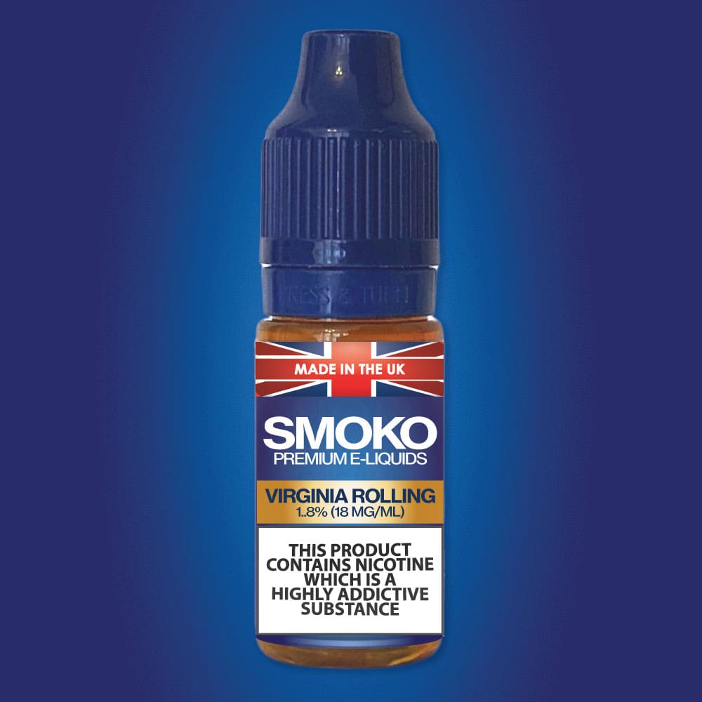 Virginia Rolling Tobacco Flavoured E-Liquid Made in the UK SMOKO E Cigarettes Virginia Rolling Tobacco Flavoured E-Liquid Made in the UK SMOKO E Cigarettes