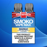 The SMOKO VAPE MAX Mango Flavour Refill 1.1% - Made in the UK
