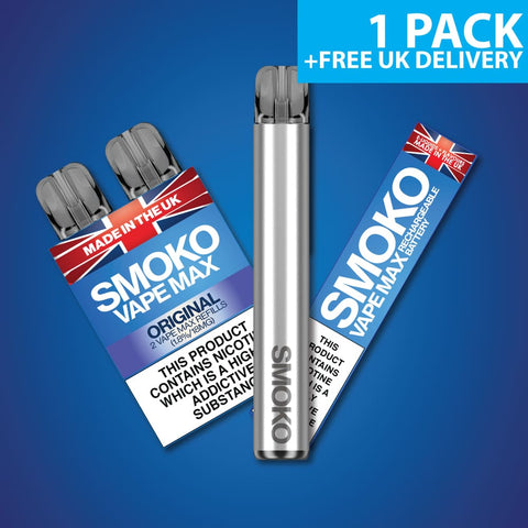 FREE VAPE MAX KIT + 1 PACK OF VAPE MAX REFILLS - £7.99 (SAVE £8.99) - SMOKO E Cigarettes