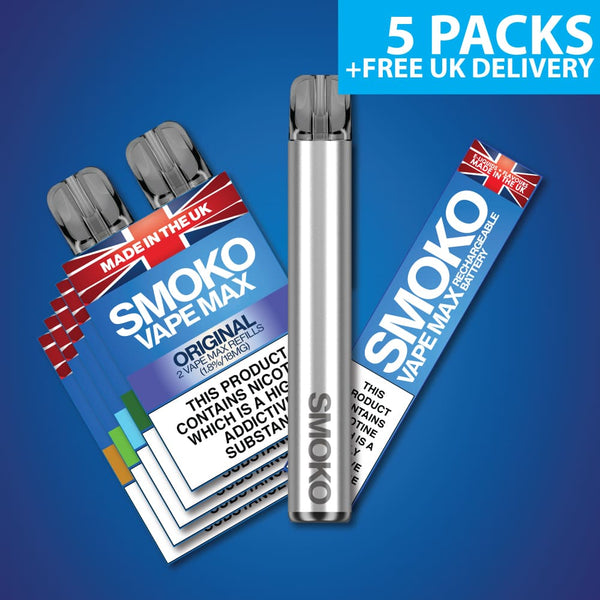 FREE VAPE MAX DEAL + 5 PACK OF VAPE MAX REFILLS - £35.00 (SAVE £13.94) - SMOKO E Cigarettes