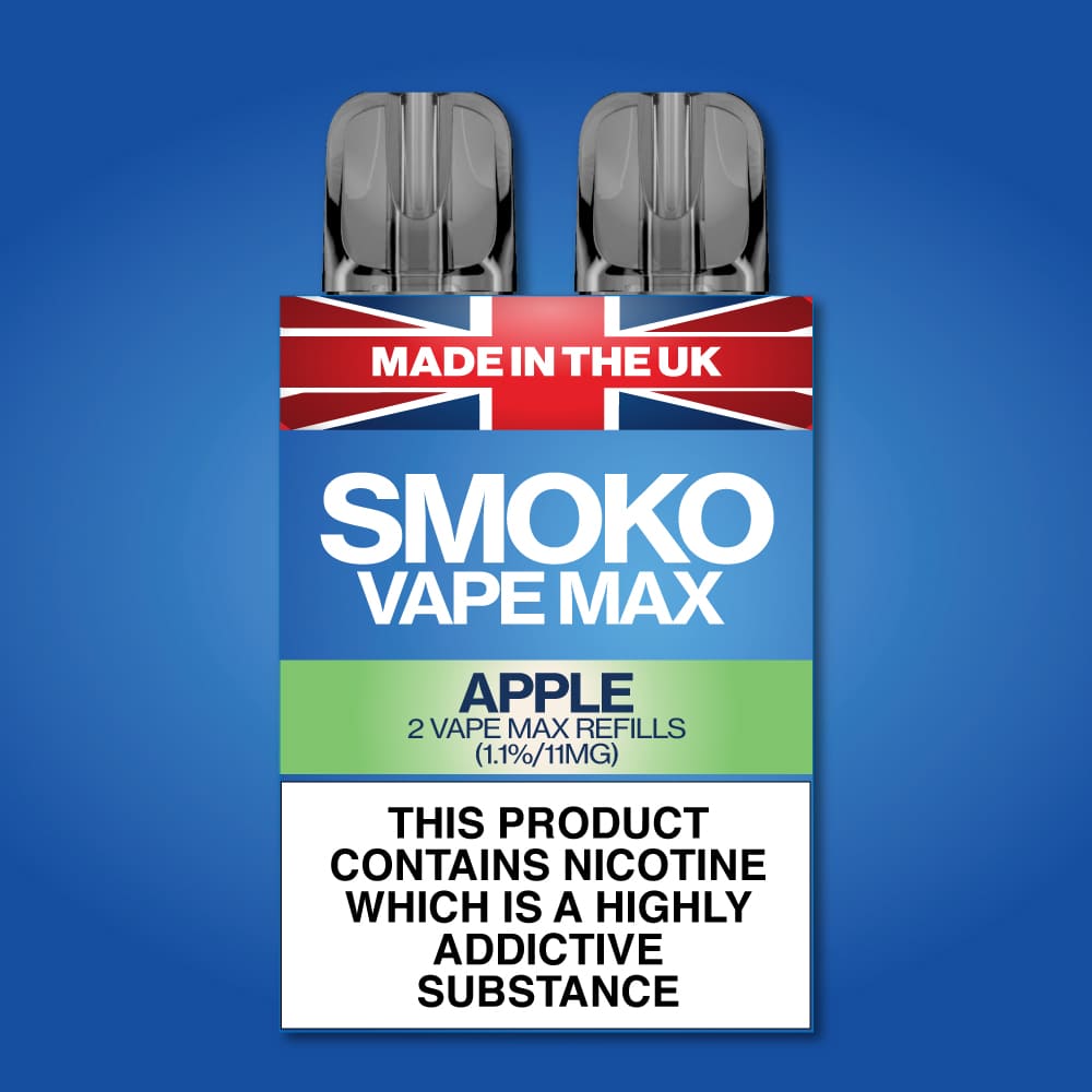 Apple Flavour Vape Max Pro Refills vape Refill SMOKO Strength: 1.1% | Cigarette alternative | Quit smoking with Vaping or E-cig | Free E-cigarette & Vape Deals | Free Delivery over £30 | No Nic Salts | Safe and easy Vaping