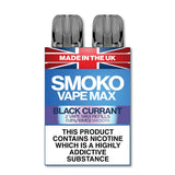 BLACK CURRANT FLAVOUR VAPE MAX REFILLS - SMOKO E Cigarettes