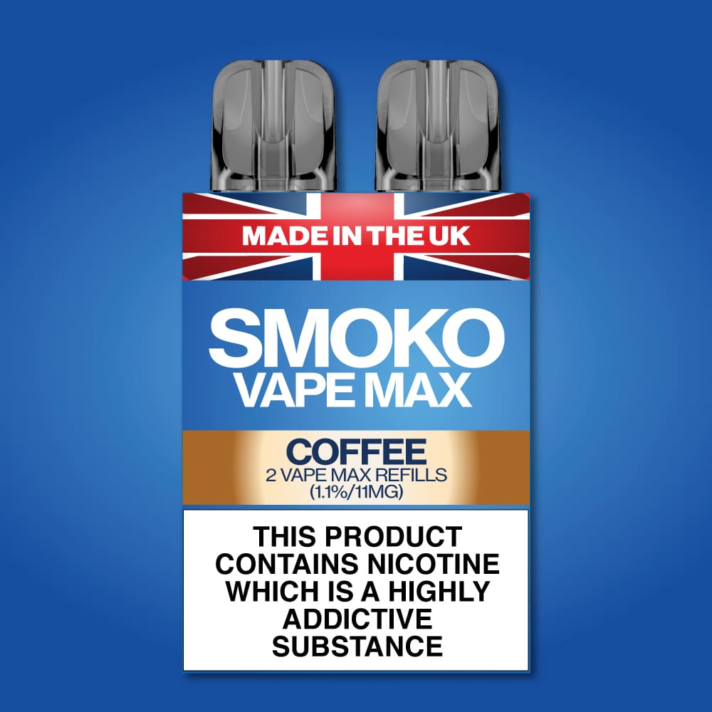 Coffee Flavour Vape Max Pro Refills vape Refill SMOKO Strength: 1.1% | Cigarette alternative | Quit smoking with Vaping or E-cig | Free E-cigarette & Vape Deals | Free Delivery over £30 | No Nic Salts | Safe and easy Vaping