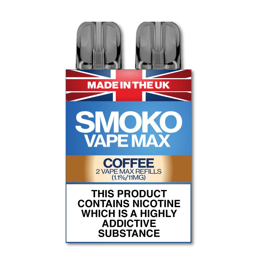 Coffee Flavour Vape Max Pro Refills vape Refill SMOKO Strength: 1.1% | Cigarette alternative | Quit smoking with Vaping or E-cig | Free E-cigarette & Vape Deals | Free Delivery over £30 | No Nic Salts | Safe and easy Vaping