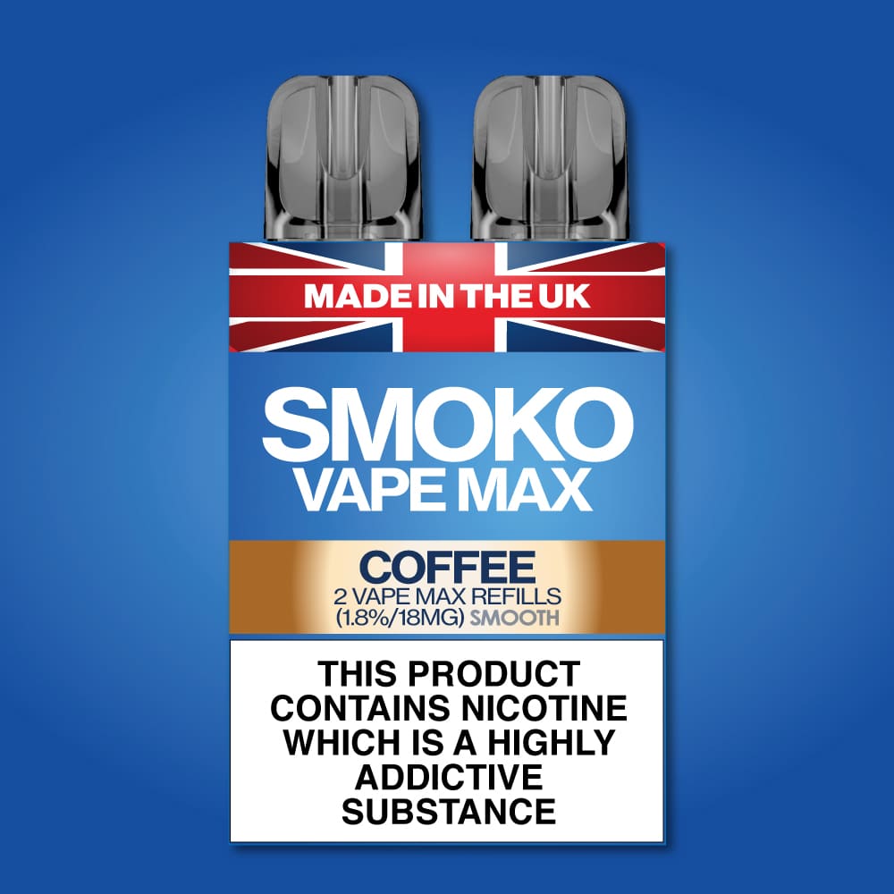 Coffee Flavour Vape Max Pro Refills vape Refill SMOKO Strength: 1.8% | Cigarette alternative | Quit smoking with Vaping or E-cig | Free E-cigarette & Vape Deals | Free Delivery over £30 | No Nic Salts | Safe and easy Vaping