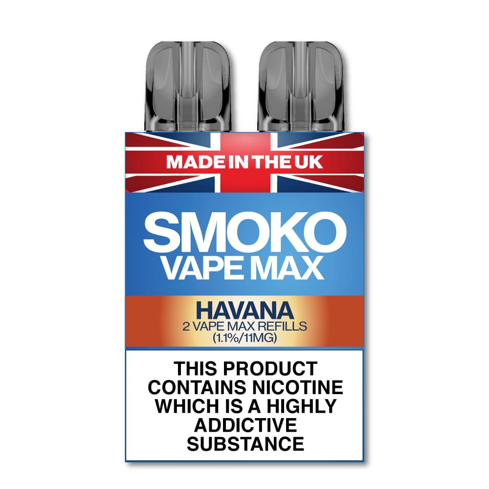 Havana Flavour Vape Max Pro Refills vape Refill SMOKO Strength: 1.1% | Cigarette alternative | Quit smoking with Vaping or E-cig | Free E-cigarette & Vape Deals | Free Delivery over £30 | No Nic Salts | Safe and easy Vaping