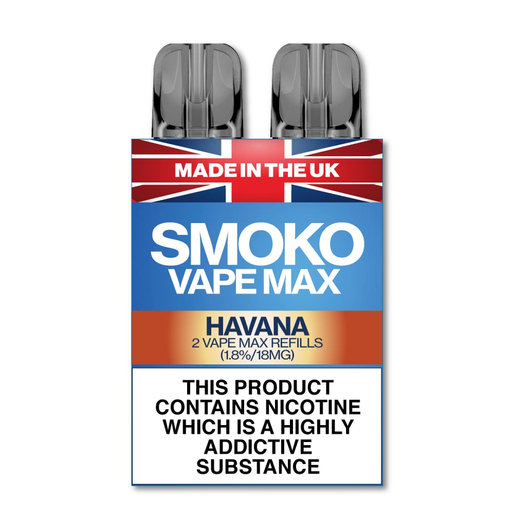 Havana Flavour Vape Max Pro Refills vape Refill SMOKO Strength: 1.8% | Cigarette alternative | Quit smoking with Vaping or E-cig | Free E-cigarette & Vape Deals | Free Delivery over £30 | No Nic Salts | Safe and easy Vaping