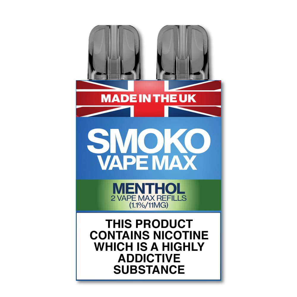 Menthol Flavour Vape Max Pro Refills vape Refill SMOKO Strength: 1.8% | Cigarette alternative | Quit smoking with Vaping or E-cig | Free E-cigarette & Vape Deals | Free Delivery over £30 | No Nic Salts | Safe and easy Vaping