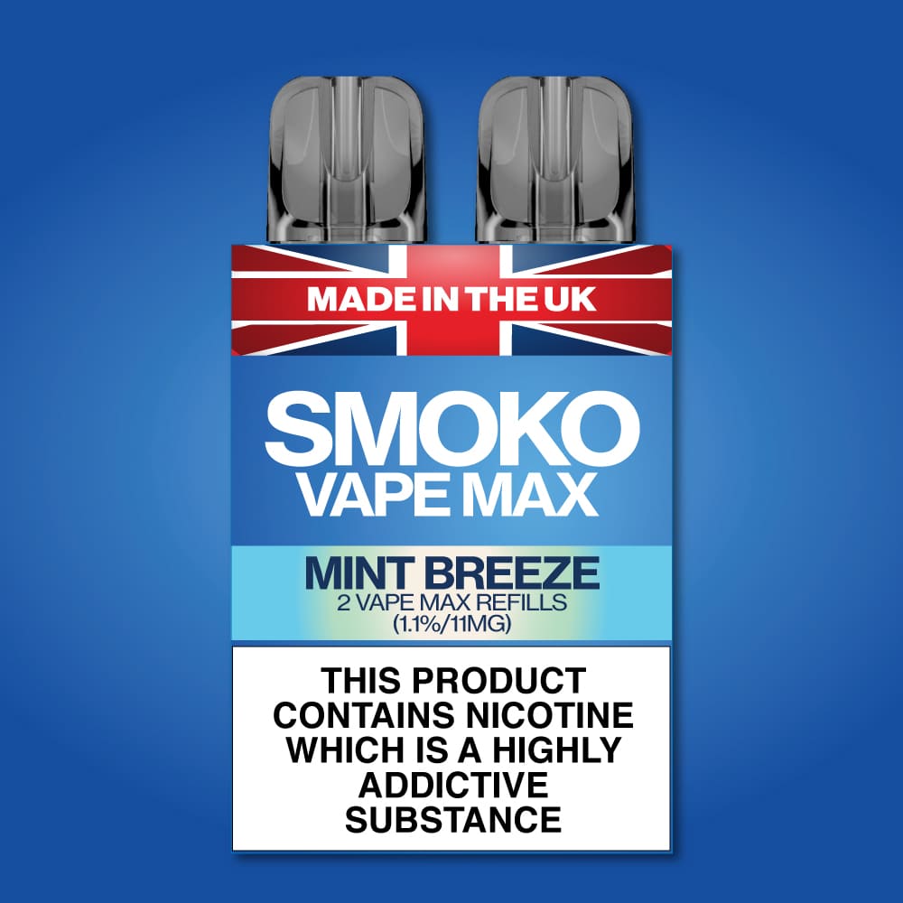 MINT BREEZE Flavour VAPE MAX Refills - Made in the UK Vapes SMOKO E Cigarettes MINT BREEZE Flavour VAPE MAX Refills - Made in the UK Vapes SMOKO E Cigarettes
