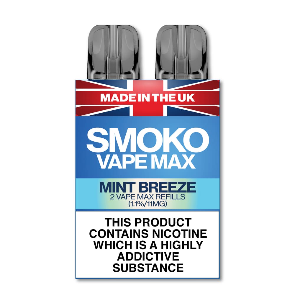 MINT BREEZE FLAVOUR VAPE MAX REFILLS - SMOKO E Cigarettes