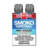 MINT BREEZE FLAVOUR VAPE MAX REFILLS - SMOKO E Cigarettes
