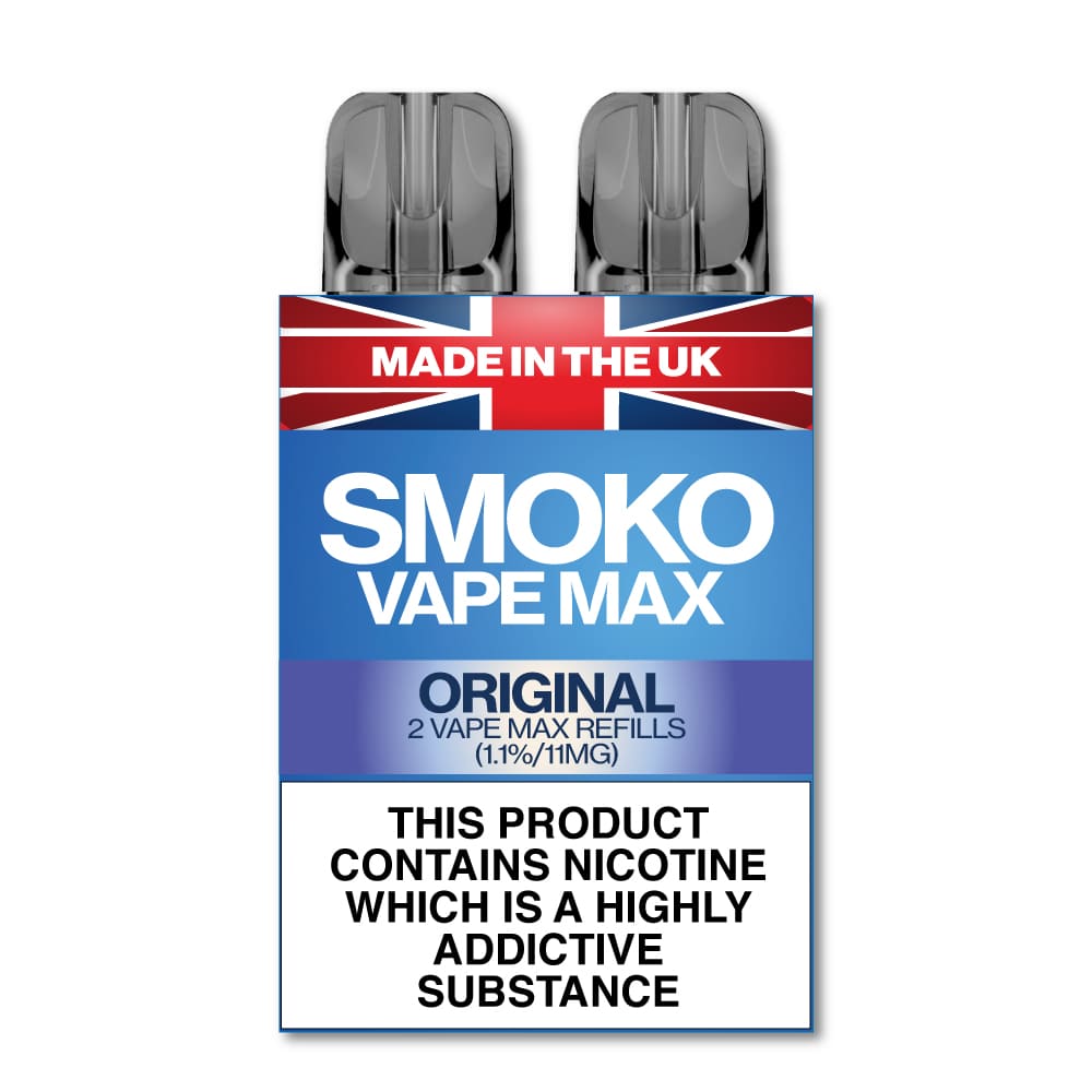 Original Flavour Vape Max Pro Refills vape Refill SMOKO Strength: 1.8% | Cigarette alternative | Quit smoking with Vaping or E-cig | Free E-cigarette & Vape Deals | Free Delivery over £30 | No Nic Salts | Safe and easy Vaping