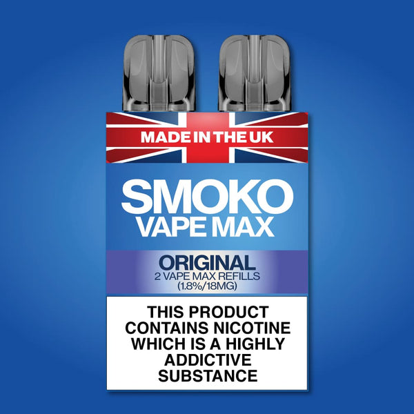 Saveur ORIGINAL TOBAC Recharges VAPE MAX - Fabriqu au Royaume-Uni SMOKO E Cigarettes Saveur ORIGINAL TOBAC Recharges VAPE MAX - Fabriqu au Royaume-Uni SMOKO E Cigarettes