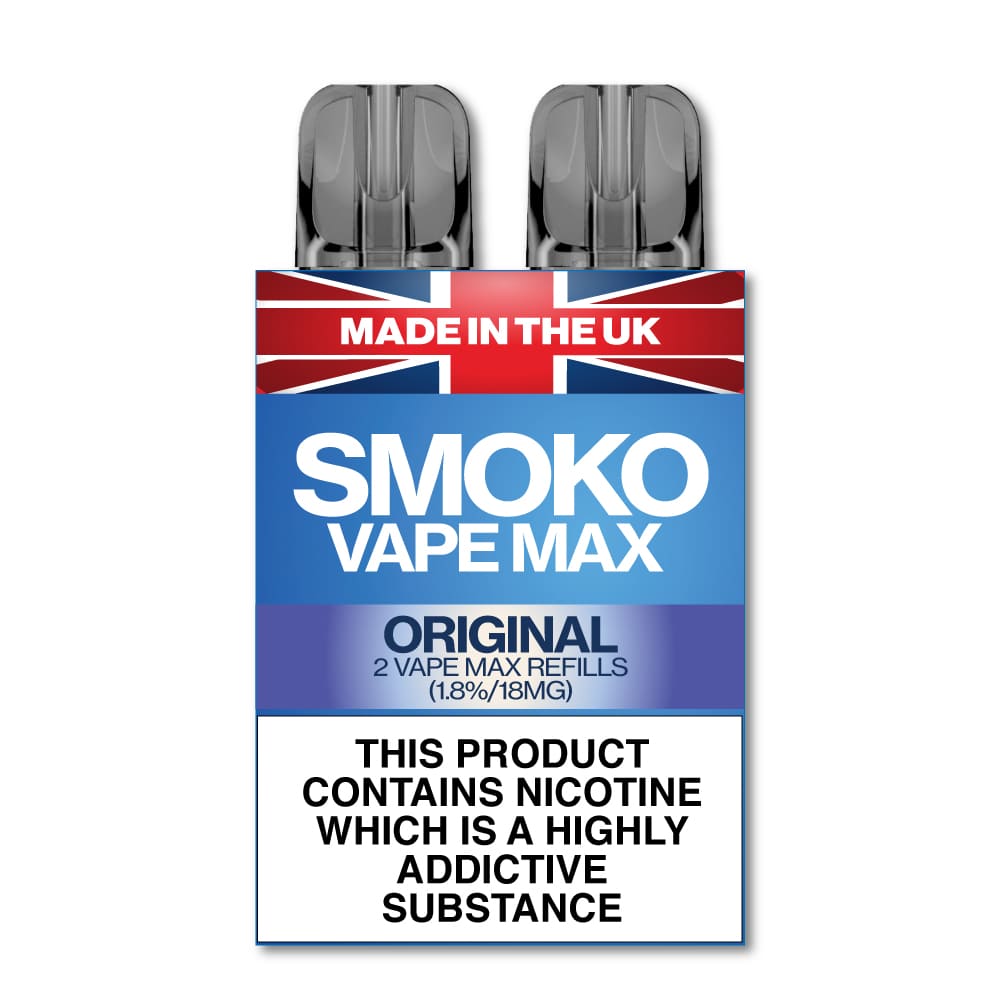 ORIGINAL TOBACCO Flavour VAPE MAX Refills - Made in the UK SMOKO E Cigarettes ORIGINAL TOBACCO Flavour VAPE MAX Refills - Made in the UK SMOKO E Cigarettes