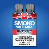 RASPBERRY FLAVOUR VAPE MAX REFILLS - SMOKO E Cigarettes