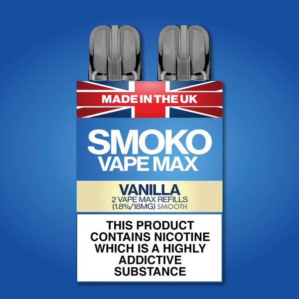 VANILLA Flavour VAPE MAX Refills - Made in the UK Vapes SMOKO E Cigarettes VANILLA Flavour VAPE MAX Refills - Made in the UK Vapes SMOKO E Cigarettes