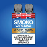 VIRGINIA ROLLING VAPE MAX REFILLS - SMOKO E Cigarettes