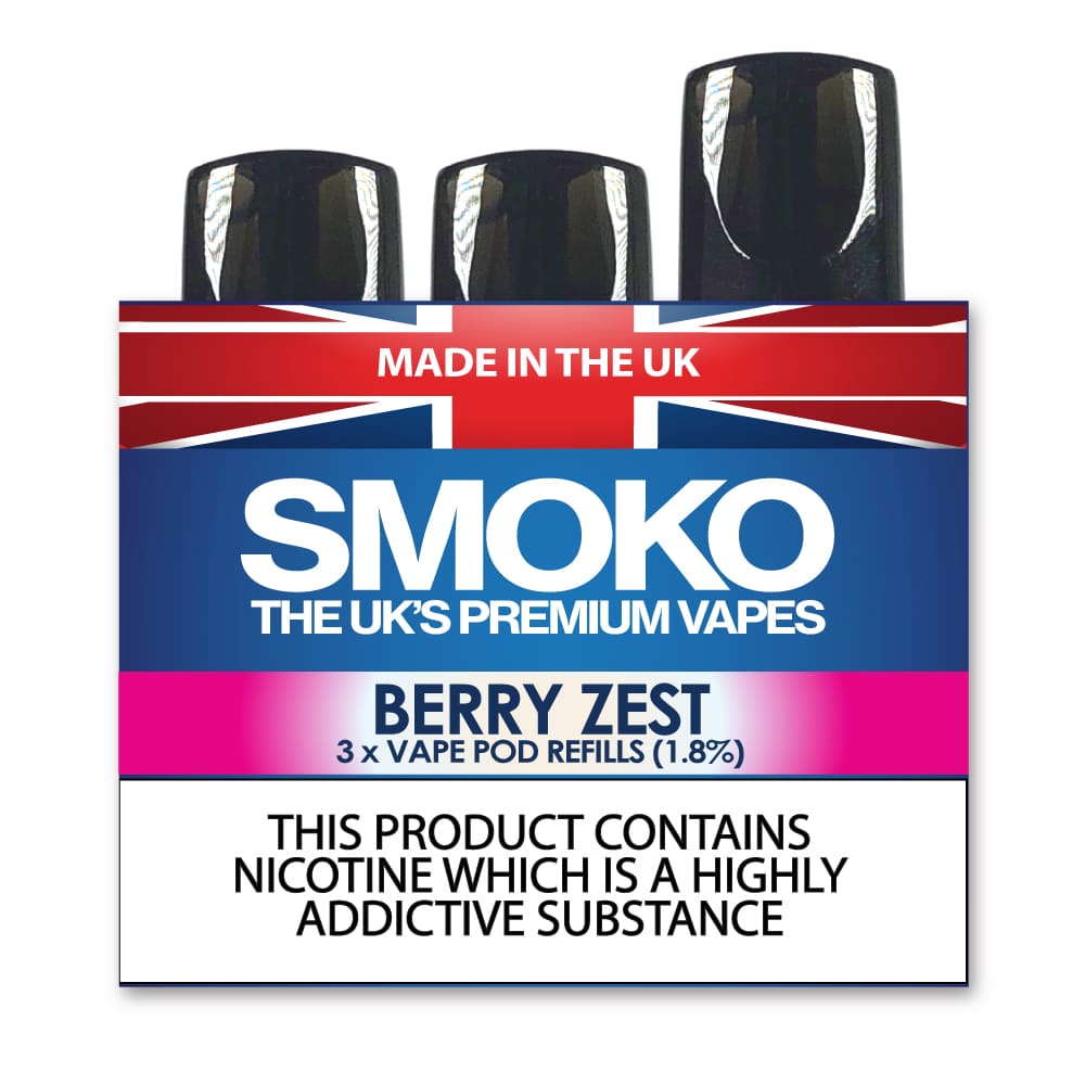 BERRY ZEST (ENERGY) - VAPE POD REFILLS - SMOKO E Cigarettes