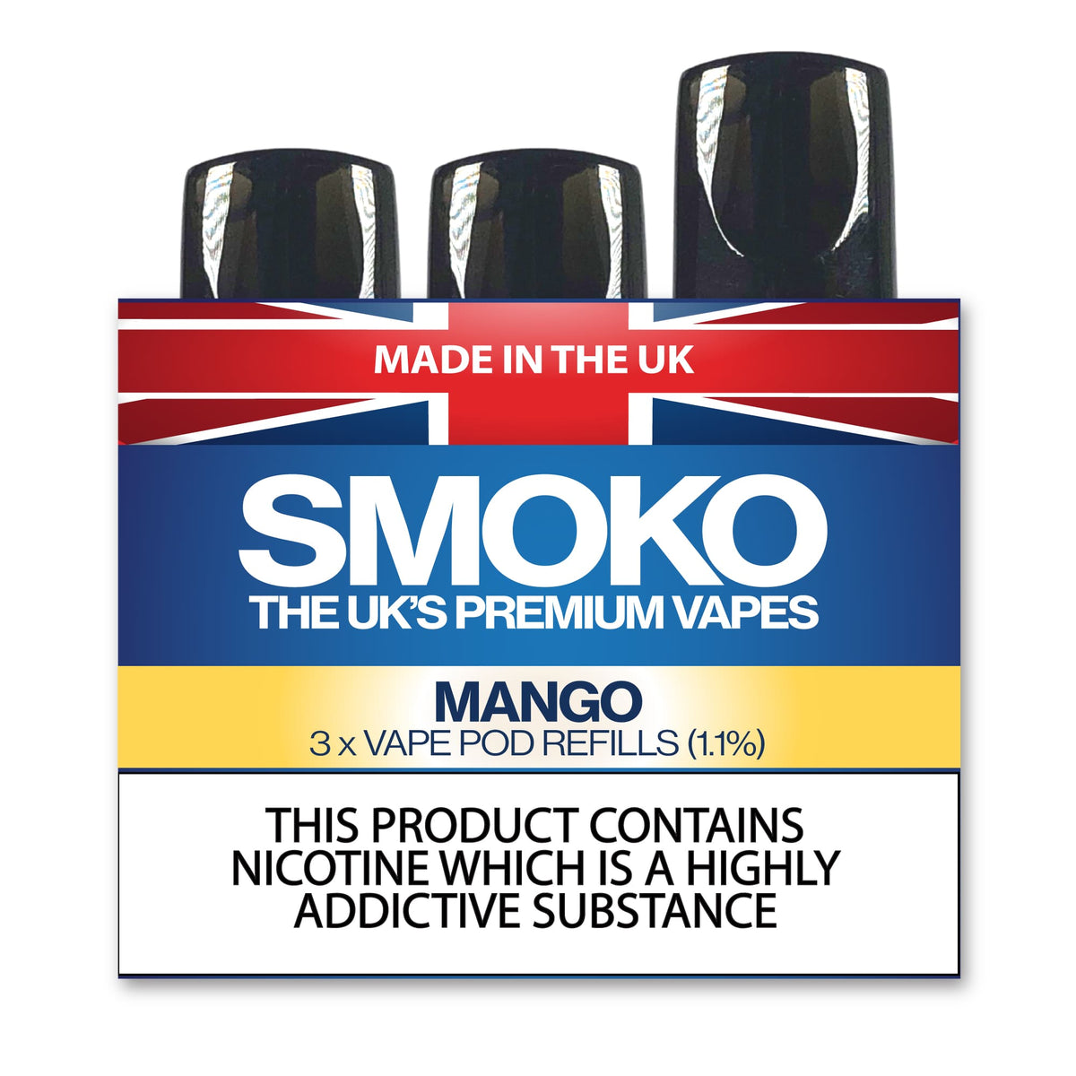 MANGO - VAPE POD REFILLS - UK MADE VAPE REFILLS - SMOKO E-Cigarettes + Vapes