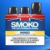 MANGO - VAPE POD REFILLS - UK MADE VAPE REFILLS - SMOKO E-Cigarettes + Vapes