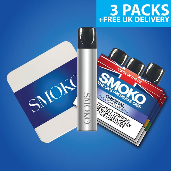 The UK's best disposable vape alternative - the SMOKO VAPE POD Start Kit Deal + 3 Packs Vape Pod Refills