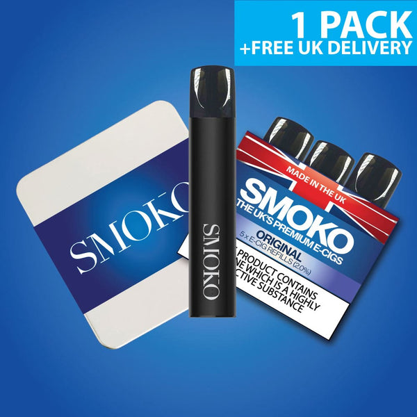 UK's Best Disposable Vape Alternative - SMOKO VAPE Pod Starter Kit + 1 Pack of Vape Pod Refills - Made in the UK