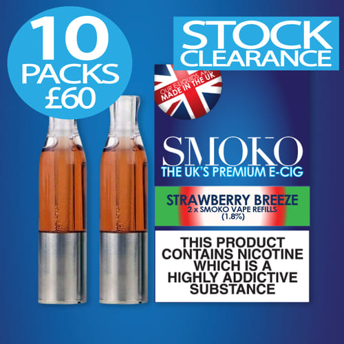 STOCK CLEARANCE - 10 Packs of Strawberry Breeze + Vape Battery £60