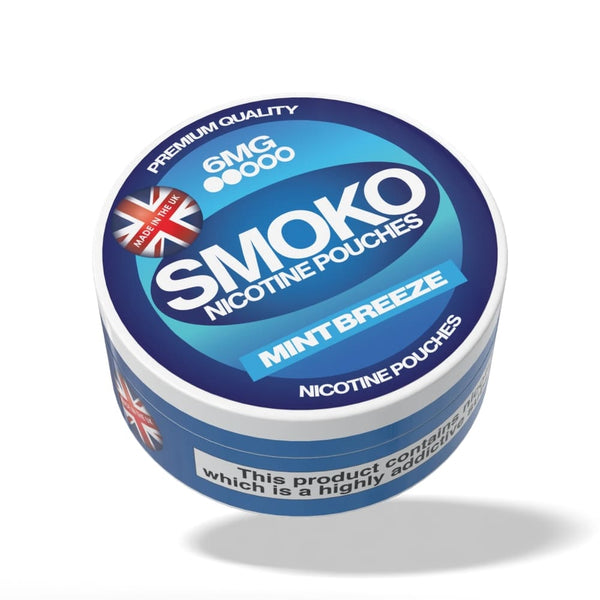 SMOKO Nicotine Pouches - Mint Breeze Flavour - 6mg of nicotine - Made in the UK
