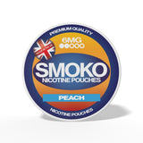 SMOKO Nicotine Pouches - Peach Flavour - 6mg of nicotine - Made in the UK