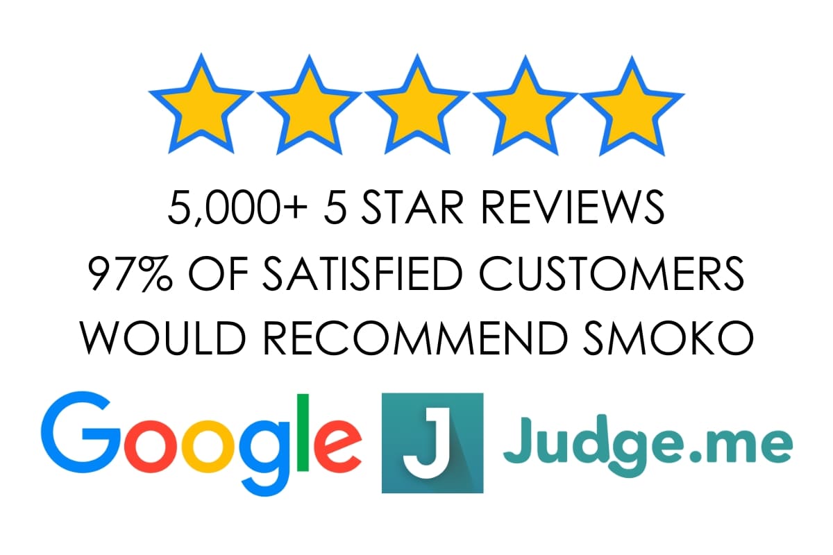 SMOKO E Cigarette 5000+ 5 Star Customer Reviews 97% of satisfied customers would recommend