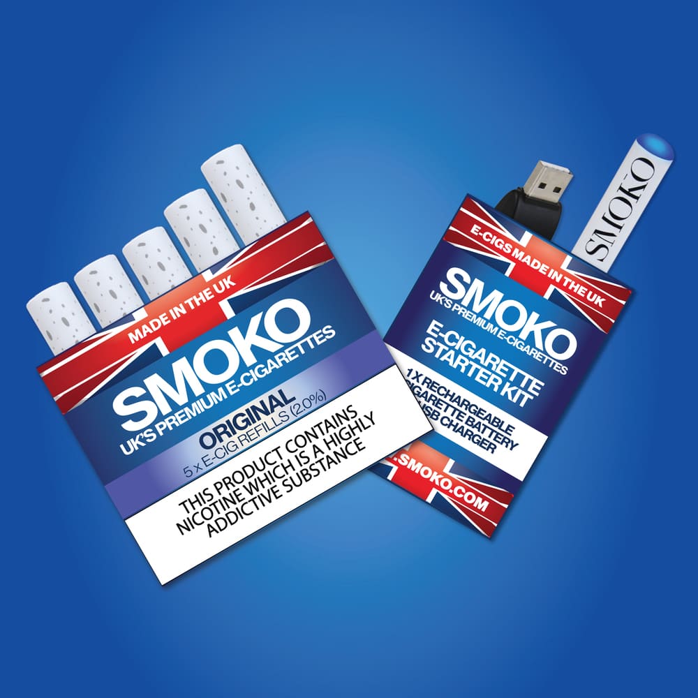Original E Cig Starter Kit + 1 Pack Original 2.0% E Cig Refills