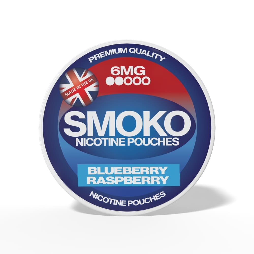 SMOKO Nicotine Pouches - Blueberry Raspberry Flavour - 6mg of nicotine - Made in the UK