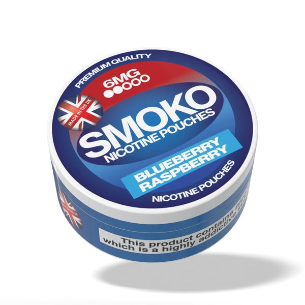 SMOKO Nicotine Pouches - Blueberry Raspberry Flavour - 6mg of nicotine - Made in the UK