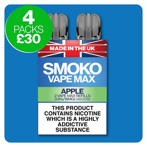 SMOKO VAPE MAX Refills - made in the UK - Multi buy deal - 4 packs free UK delivery £30