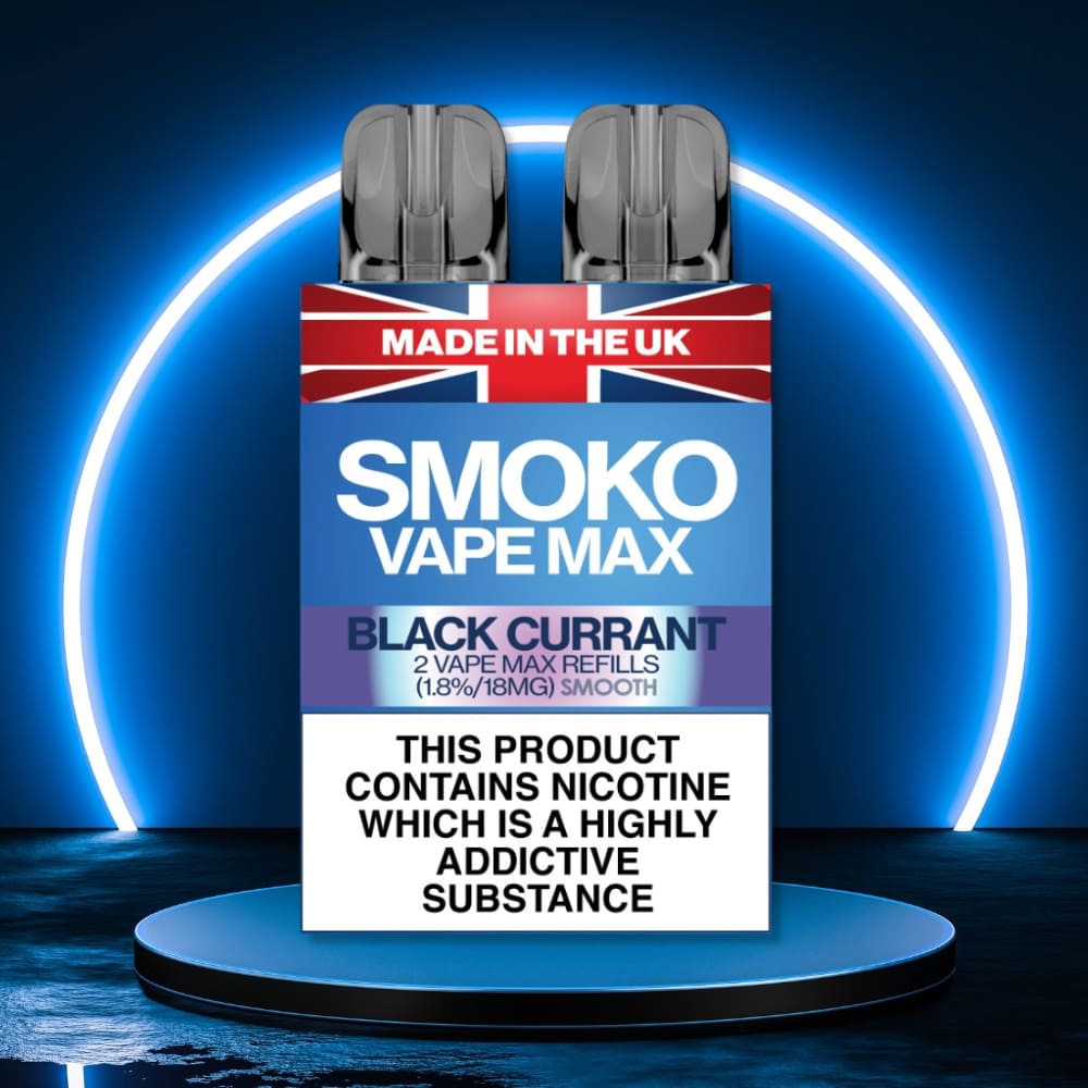 BLACK CURRANT Flavour VAPE MAX Refills - Made in the UK Vape SMOKO E Cigarettes BLACK CURRANT Flavour VAPE MAX Refills - Made in the UK Vape SMOKO E Cigarettes