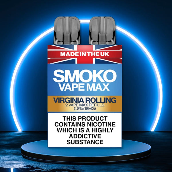 VIRGINIA ROLLING Tobacco Flavour VAPE MAX Refills  SMOKO E Cigarettes