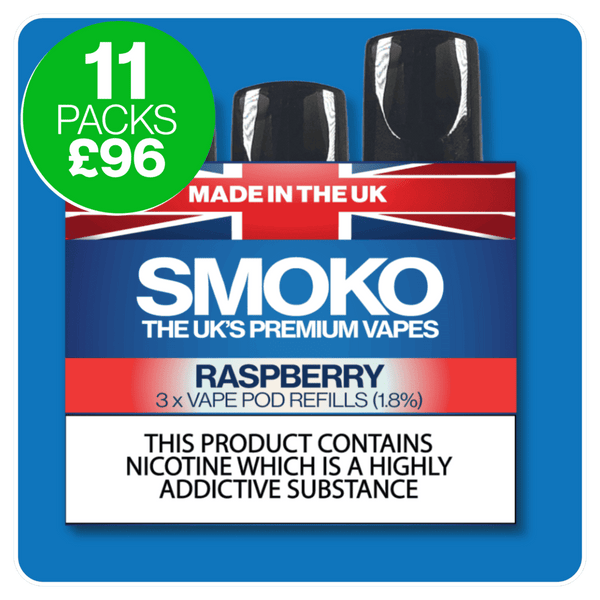 VAPE POD Refill Multi Buy Deal - 11 Packs of SMOKO VAPE Pod Refills + FREE UK Delivery