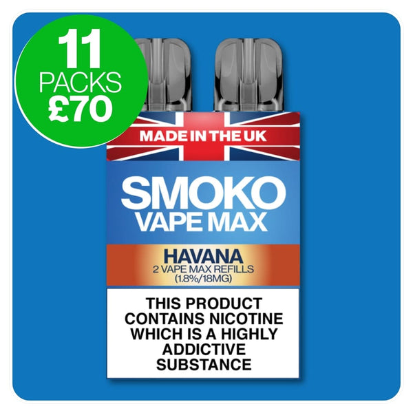 SMOKO VAPE MAX Multi Buy Vape Deal - 11 Packs of Vape Max refills + FREE UK Delivery