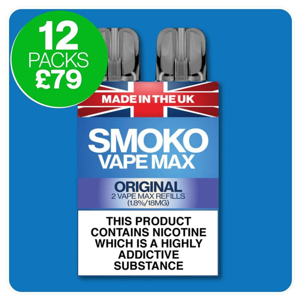 SMOKO VAPE MAX Multi Buy Discounts - 12 packs of VAPE Max refills + Free UK Delivery 