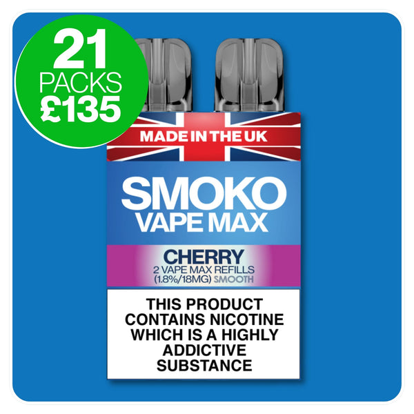 SMOKO VAPE MAX Multi Buy Discounts - 21 packs of VAPE Max refills + Free UK Delivery 