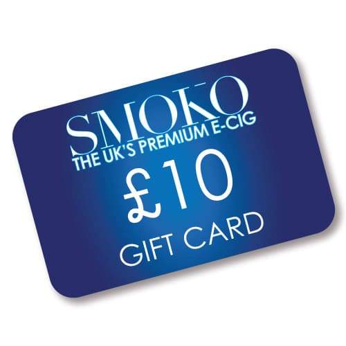 SMOKO Tarjeta de regalo de cigarrillos electrónicos - £ 10 - canjeable por recargas de cigarrillos electrónicos y vape y kits de inicio