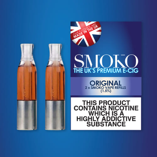 SMOKO E-Cigarette VAPE Recargas Original Tabaco sabor 1.5% nicotina